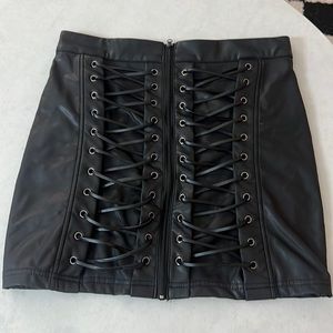 AKIRA unique black leather skirt